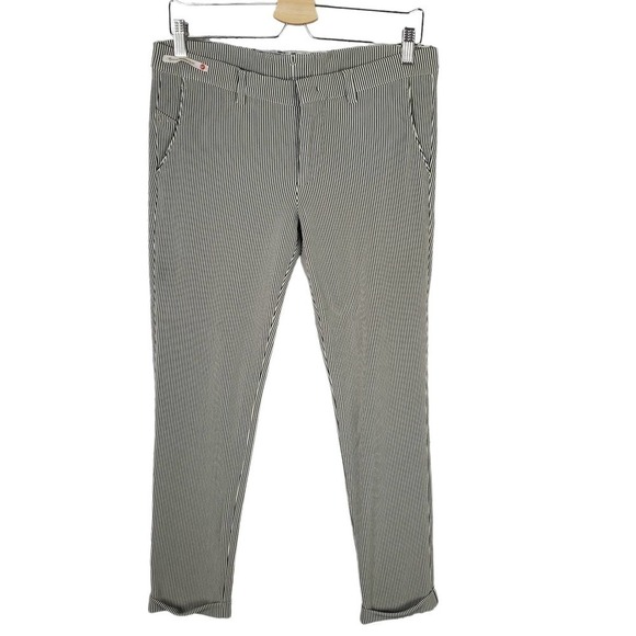 Madame Berwich Striped Rolled Up Business Casual Preppy Trouser Pants - Picture 1 of 12
